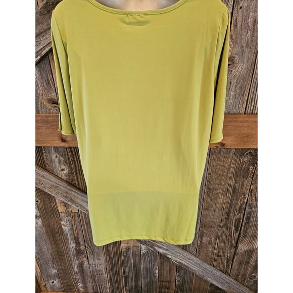 Susan Graver size Small (measures big) bright neon green career casual top EUC - Picture 2 of 8